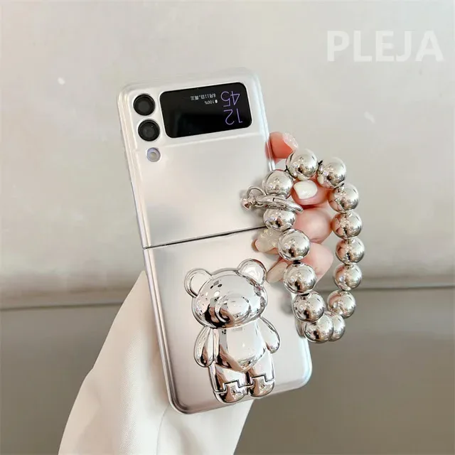 Funda para celular con diseño de oso plateado