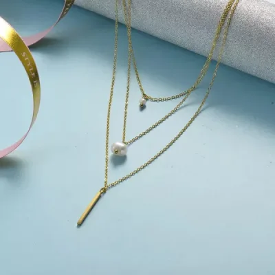 Collar de acero inoxidable para dama color dorado
