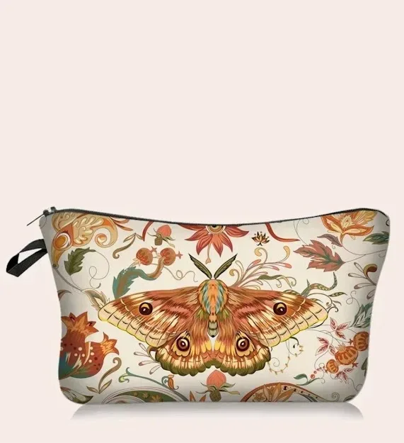 Cosmetiquera con diseño de mariposa multicolor