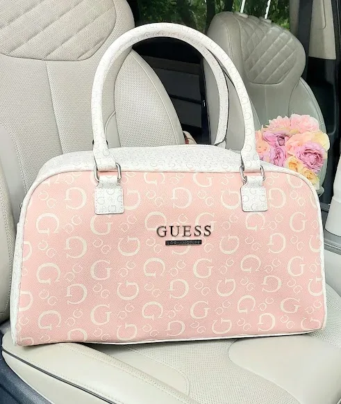 Bolso Guess para dama color rosa y blanco