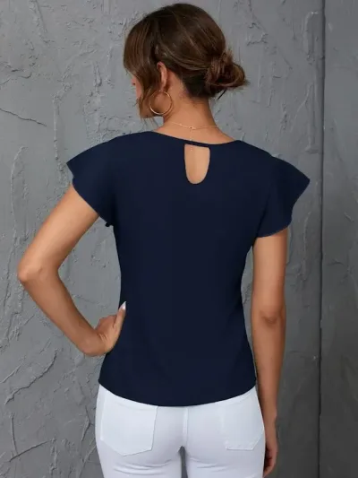 Blusa de manga mariposa para dama color azul