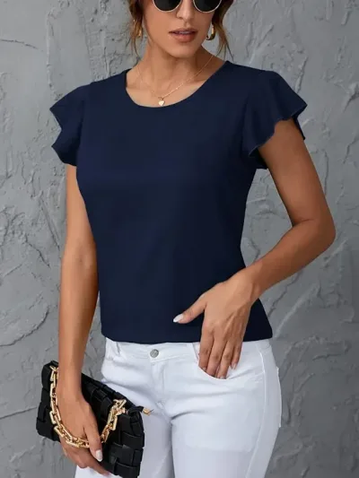 Blusa de manga mariposa para dama color azul
