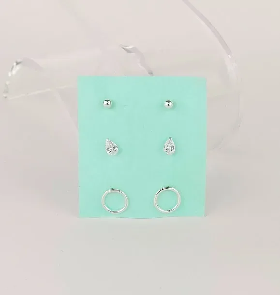 Tres pares de aretes para dama plata 925