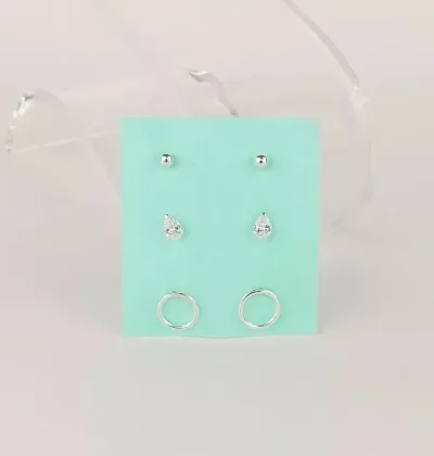 Tres pares de aretes para dama plata 925