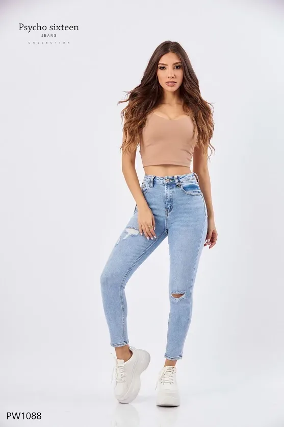 Jeans para dama Psycho Sixteen PW1088 color celeste