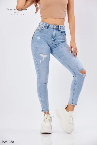 Jeans para dama Psycho Sixteen PW1088 color celeste