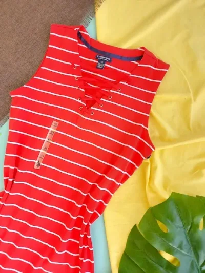 Vestido U.S Polo para mujer color rojo con rayas blancas