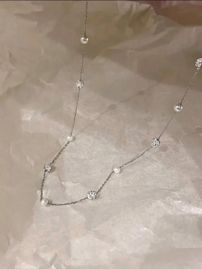 Collar para Dama de perlas acero inoxidable