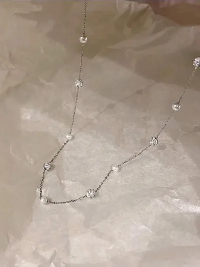 Collar para Dama de perlas acero inoxidable