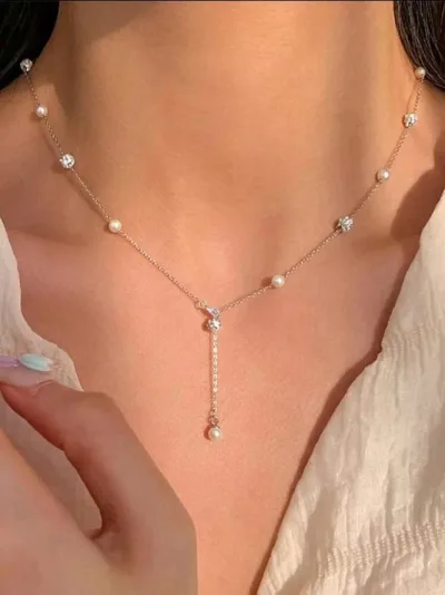 Collar para Dama de perlas acero inoxidable