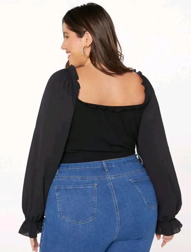 Top corto plus para dama color negro