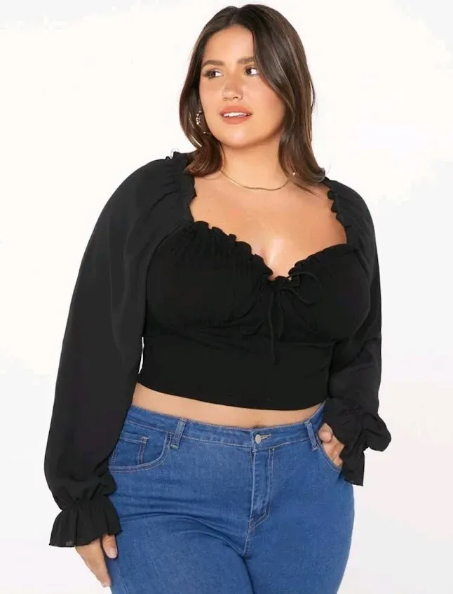 Top corto plus para dama color negro
