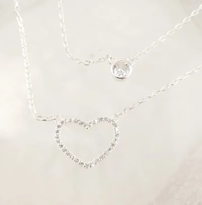 Collar para dama plata 925 diseño corazón y piedra brillante