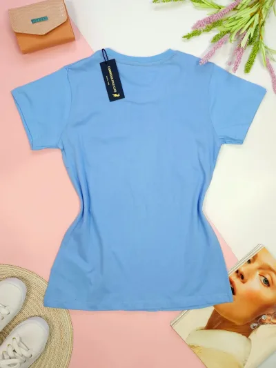 Camiseta Polo cambrige para dama color celeste