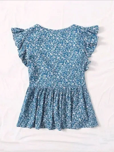 Blusa para dama diseño floral color azul