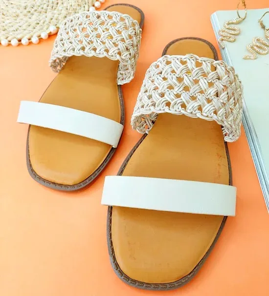 Sandalias para dama color coral y beige