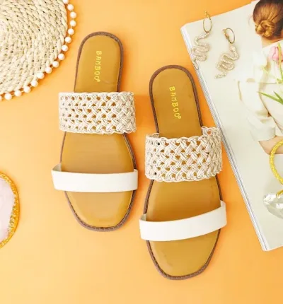 Sandalias para dama color coral y beige