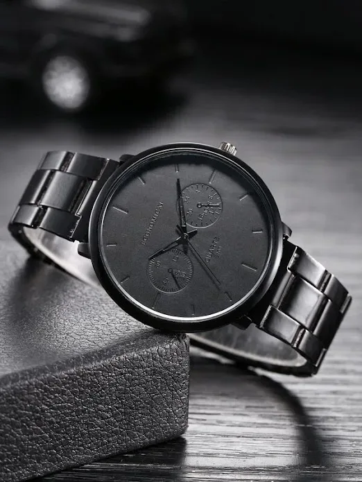 Reloj para caballero de cuarzo con puntero redondo & 4 piezas Pulsera