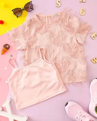 Blusa con top para niña color palo rosa