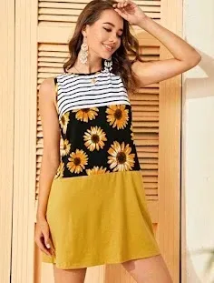 Vestido para dama diseño floral color amarillo
