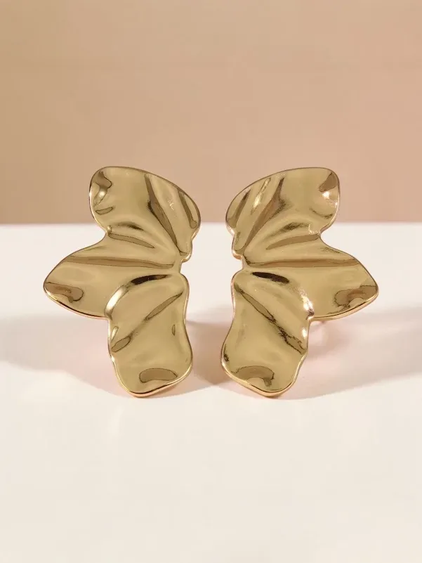 Aretes acero inoxidable diseño de pétalos #COLOR DORADO