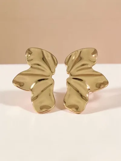 Aretes acero inoxidable diseño de pétalos #COLOR DORADO