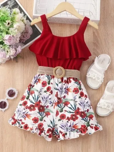 Enterizo para niña con diseño floral