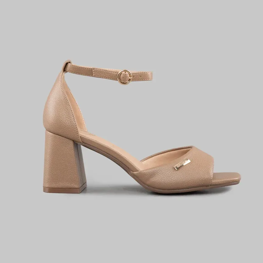 Tacones Natural Telma Taupe Pu  para dama color cafe