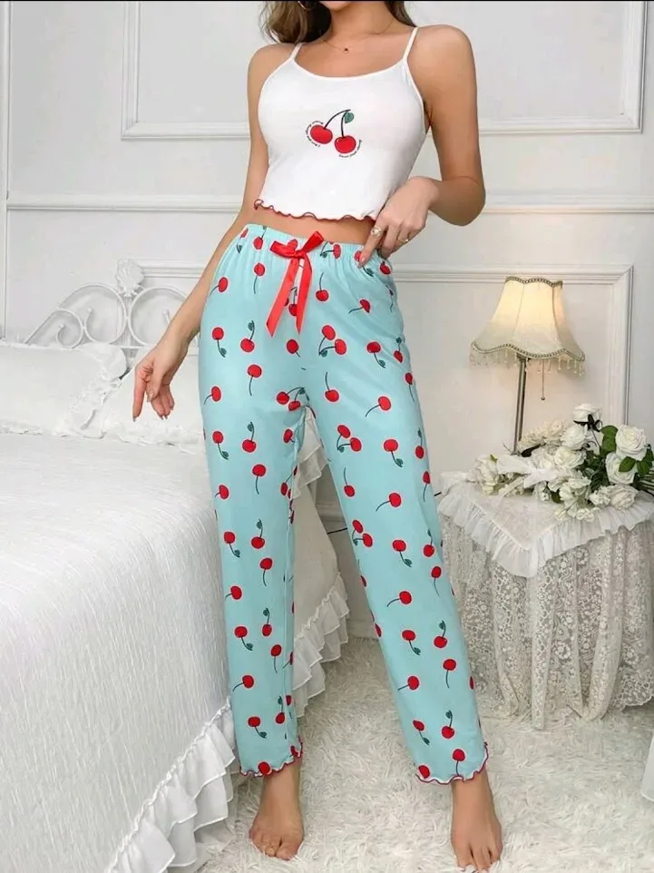 Pijama para Dama diseño de cerezas