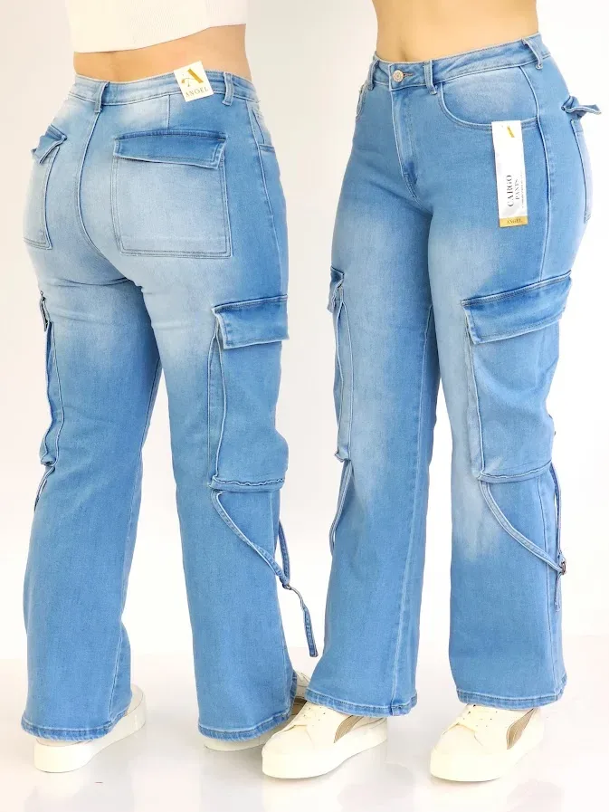 Jeans cargo para dama