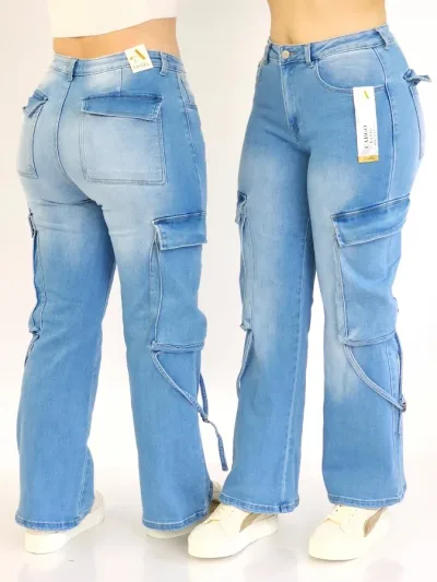 Jeans cargo para dama