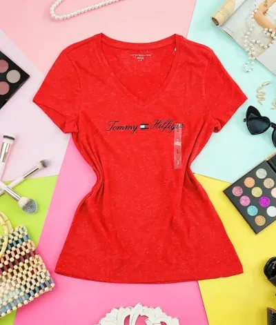 Camiseta Tommy Hilfiger para dama color rojo con brillos