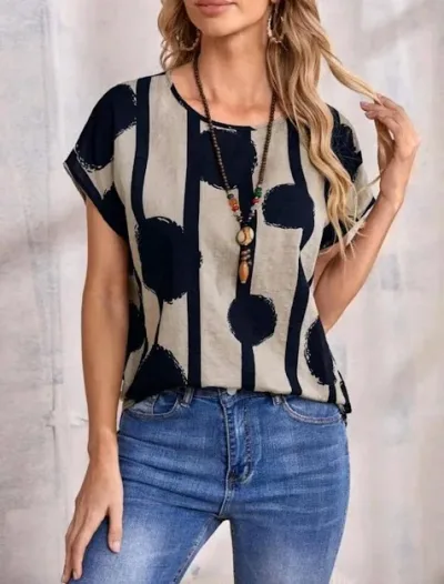 Blusa para dama con puntos y rayas en color negro