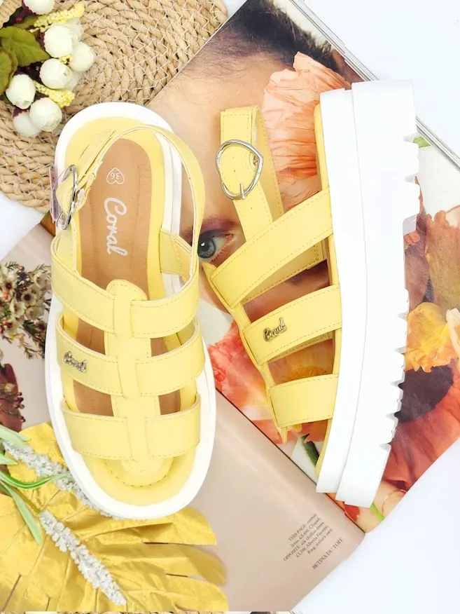Sandalias Coral para dama Helga  LT YELLOW PU
