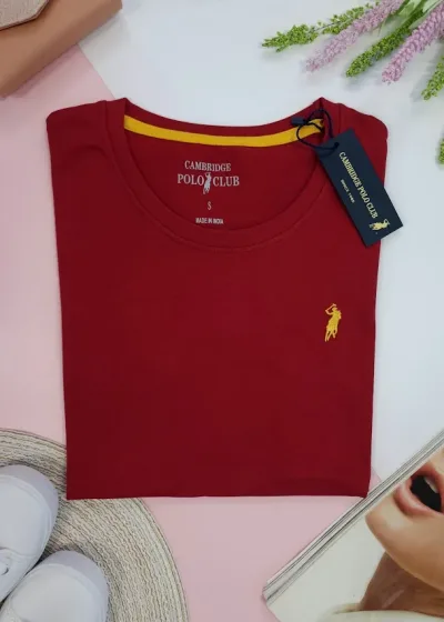 Camiseta Polo cambrige para dama color vino