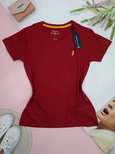 Camiseta Polo cambrige para dama color vino