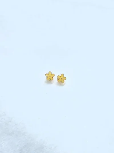 Par de aretes para dama diseño de flor amarilla