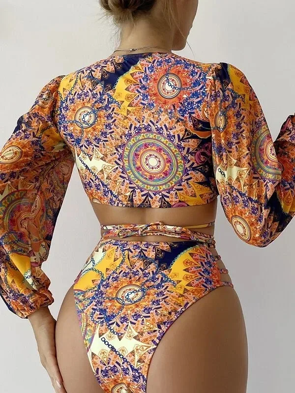 Vestido de baño para dama con diseño tribal