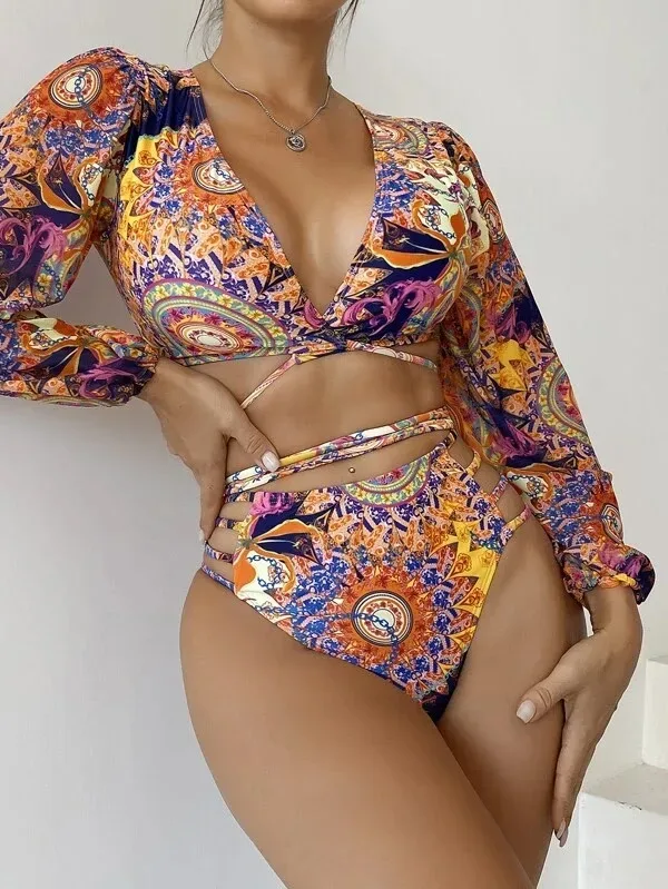 Vestido de baño para dama con diseño tribal