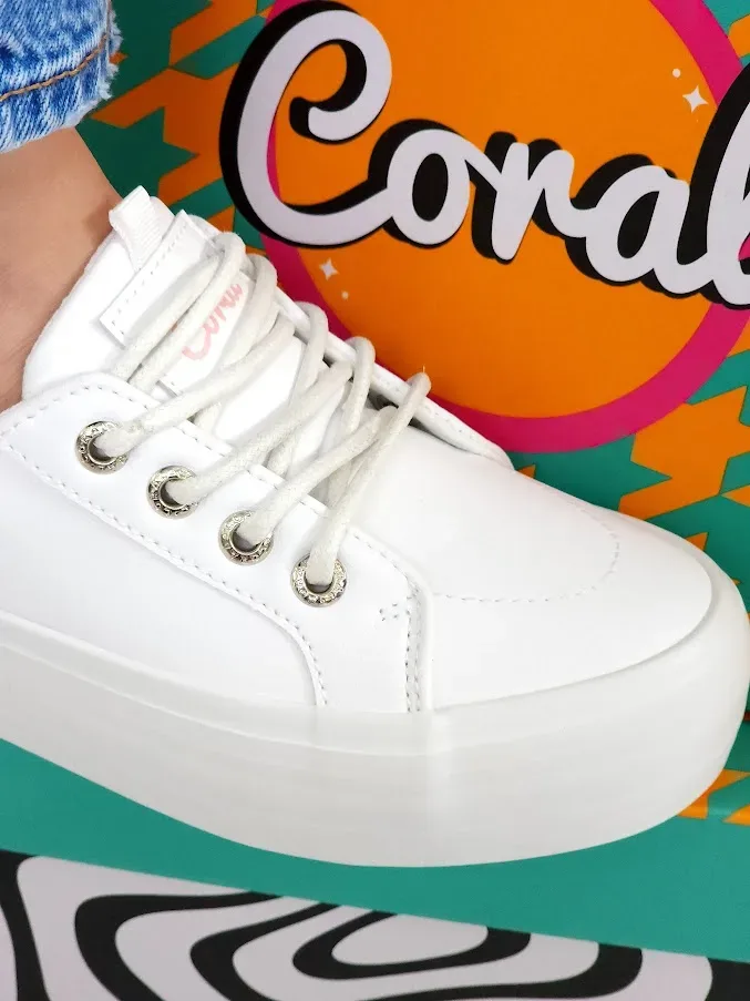 Tenis Coral para dama color blanco Kindsay 2 White Pu