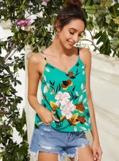 Blusa pra dama color verde menta con etsampado floral