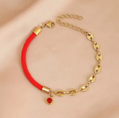 Pulsera de acero inoxidable para dama color rojo