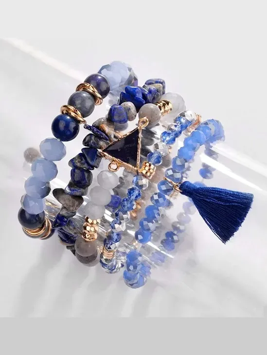 5 piezas brazalete para dama de fantasia color azul