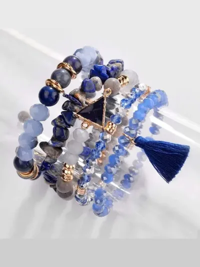 5 piezas brazalete para dama de fantasia color azul
