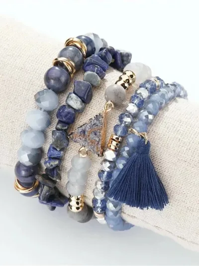 5 piezas brazalete para dama de fantasia color azul