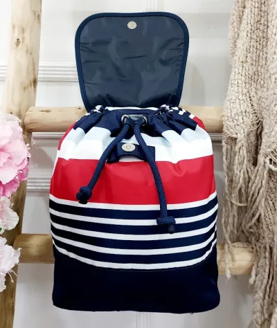 Mochila Tommy Hilfiger para dama diseño a rayas multicolor