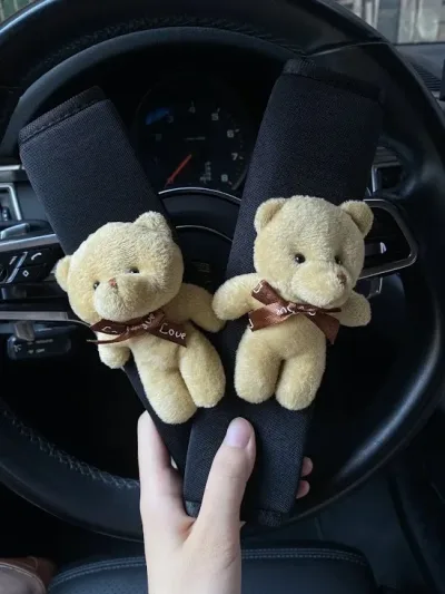 2 piezas cubierta de cinturon de coche con diseño de oso