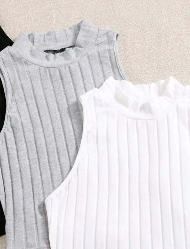 Trío de blusas para dama color negro gris y blanco