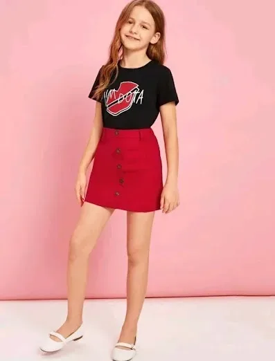 Conjunto para niña color negro y vino