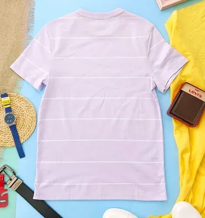 Camiseta Tommy Hilfiger para caballero, color lila con rayas blancas